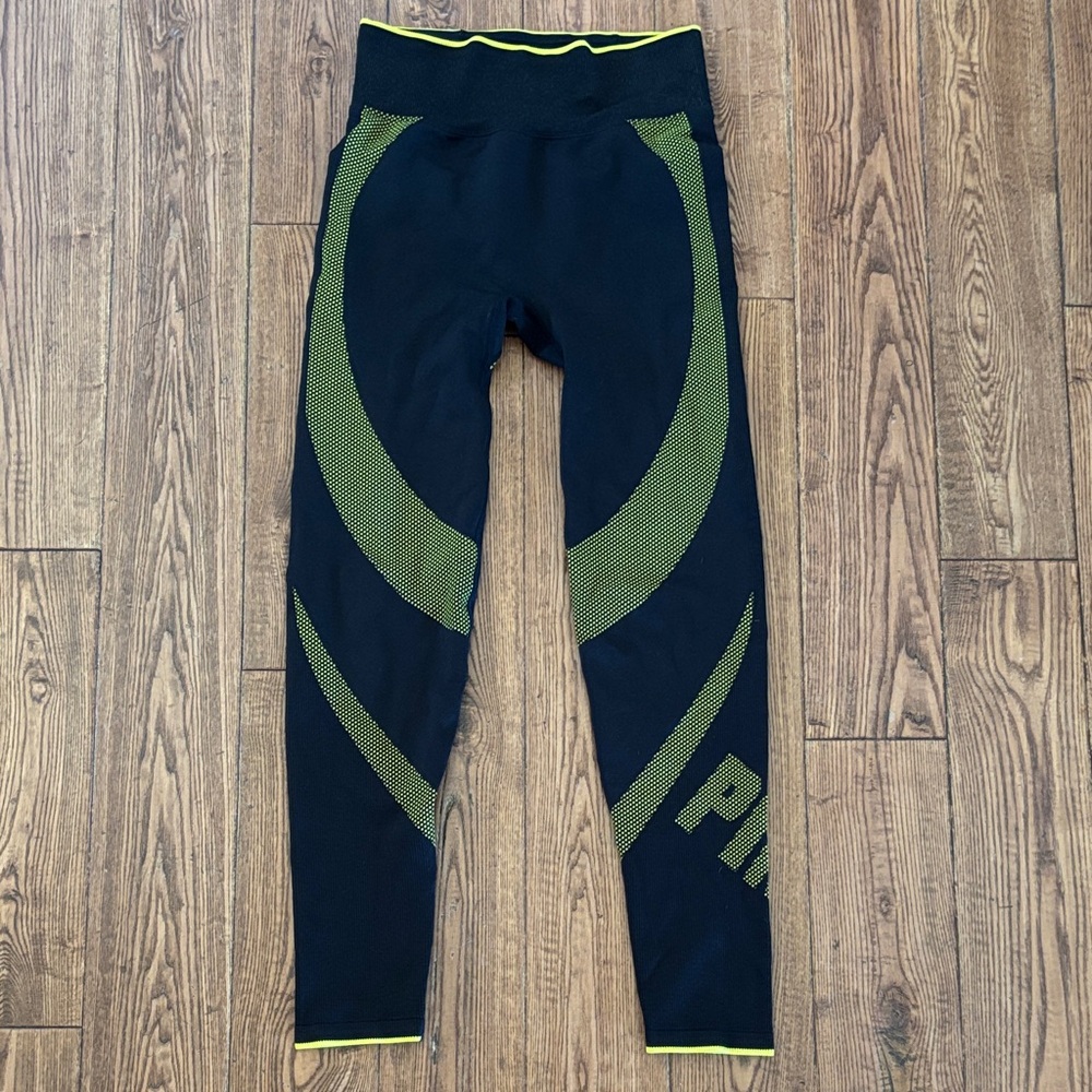 PINK Victoria's Secret Black and Green Leggings